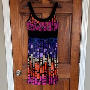 Donna Ricco Multicolor Geometric Midi Dress